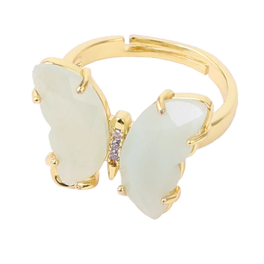 bague dorée papillon amazonite