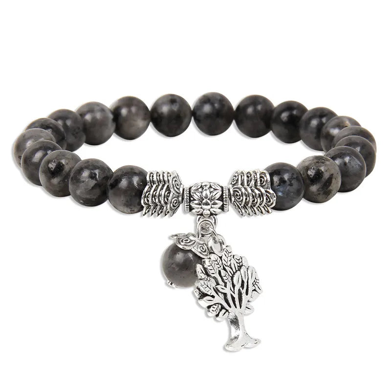 Bracelet Arbre de Vie en Labradorite Noire