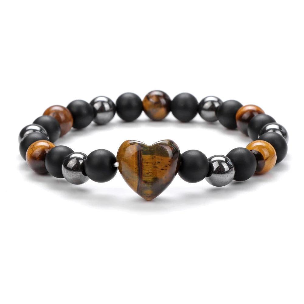 Bracelet Coeur en Oeil de Tigre