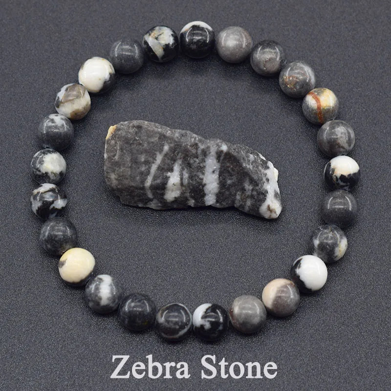 Bracelet en Jaspe Zébré Gris