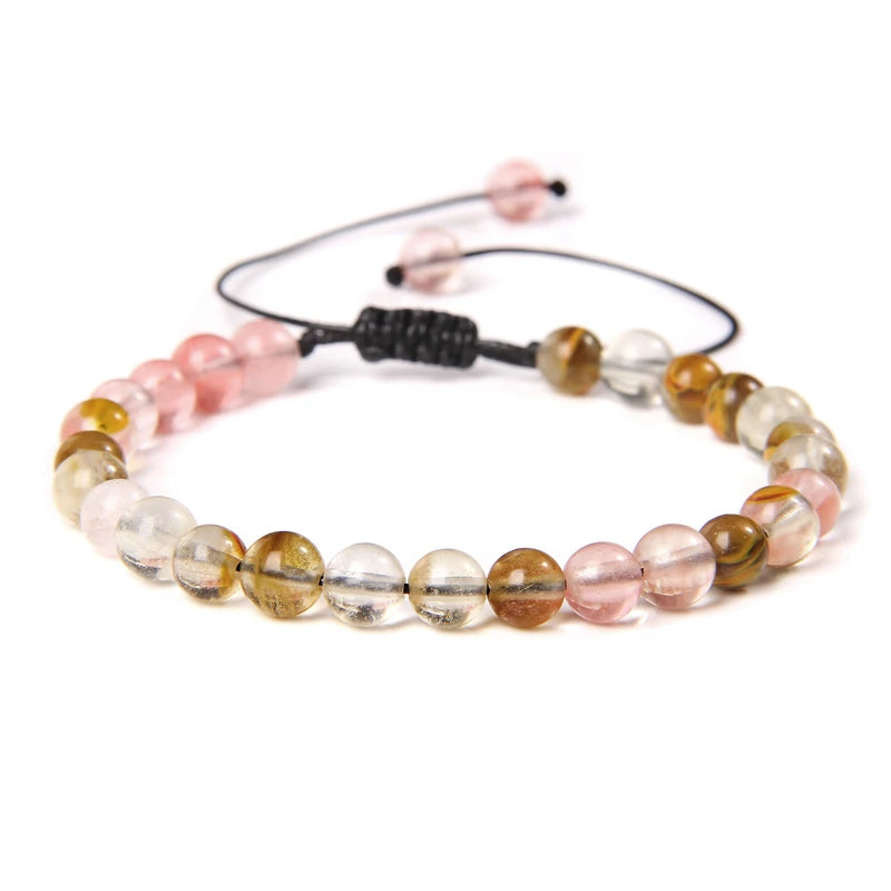 Bracelet tressé en Quartz Pasteque