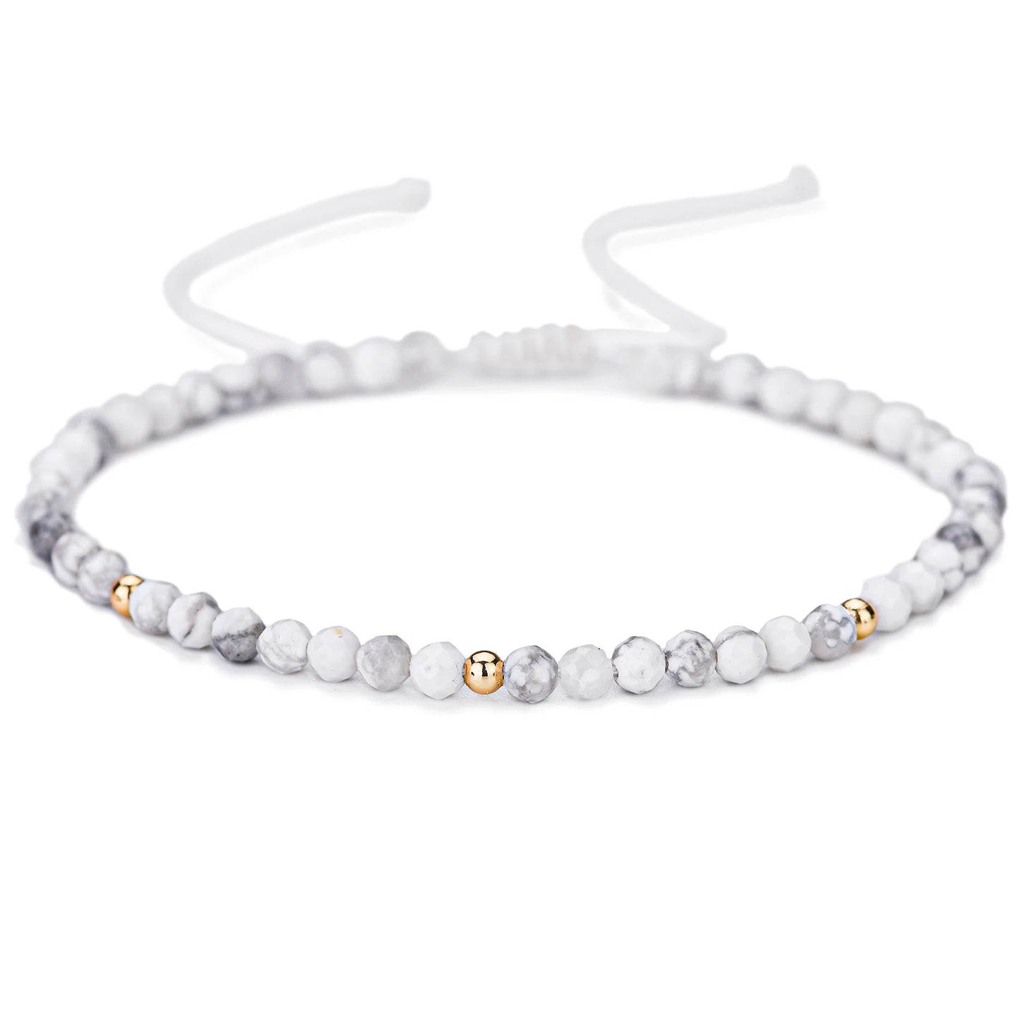 Bracelet tressé en petites pierres naturelles : Howlite