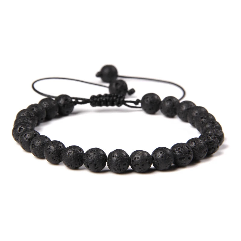 bracelet tressé en pierre de lave