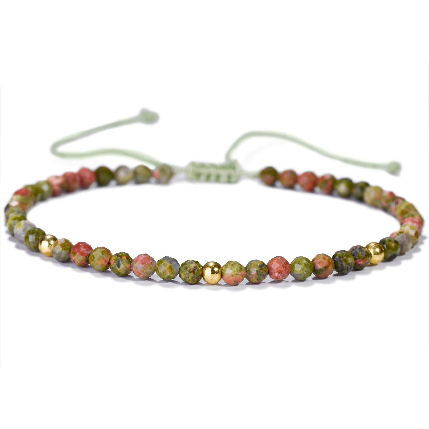 Bracelet tressé en petites pierres naturelles : Unakite