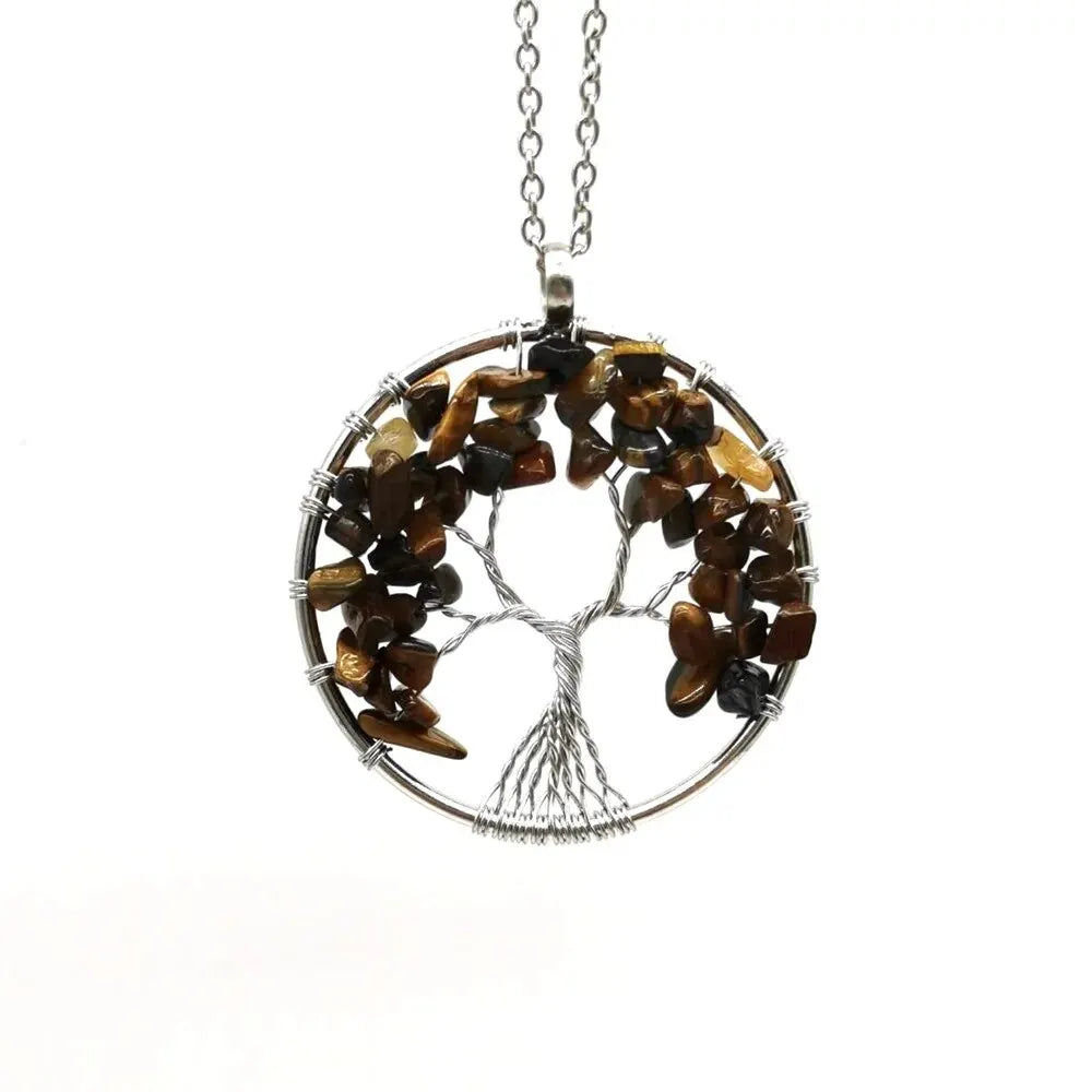 Collier Arbre de vie en Oeil de Tigre