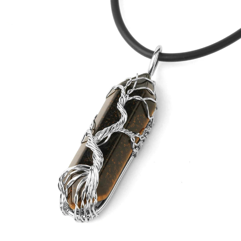 Pendentif Arbre de Vie en Oeil de Tigre