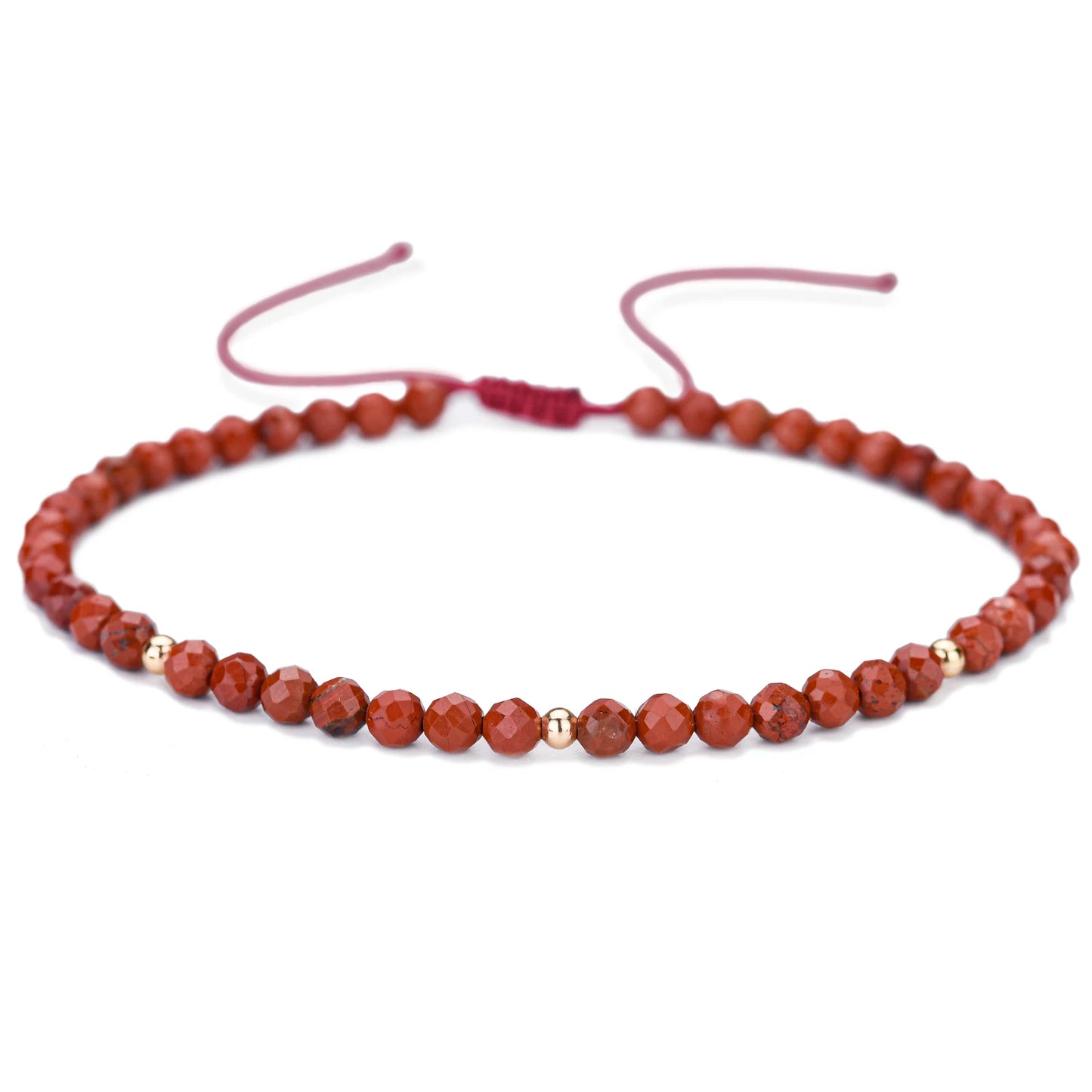 Bracelet tressé en petites pierres naturelles : Jaspe Rouge