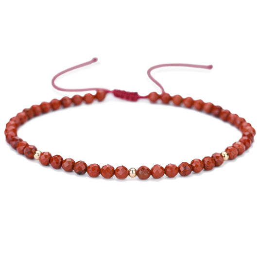 Bracelet tressé en petites pierres naturelles : Jaspe Rouge