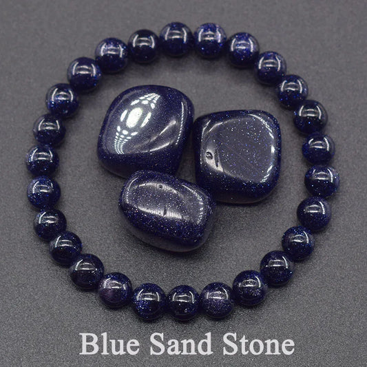 Bracelet en pierres de sable bleu