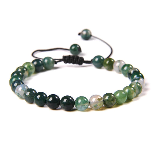 Bracelet tressé en Agate Mousse