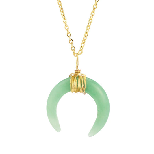 Collier Croissant de Lune en Aventurine Verte