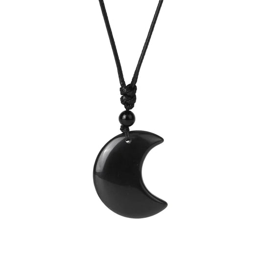 Collier Lune en Obsidienne Noire