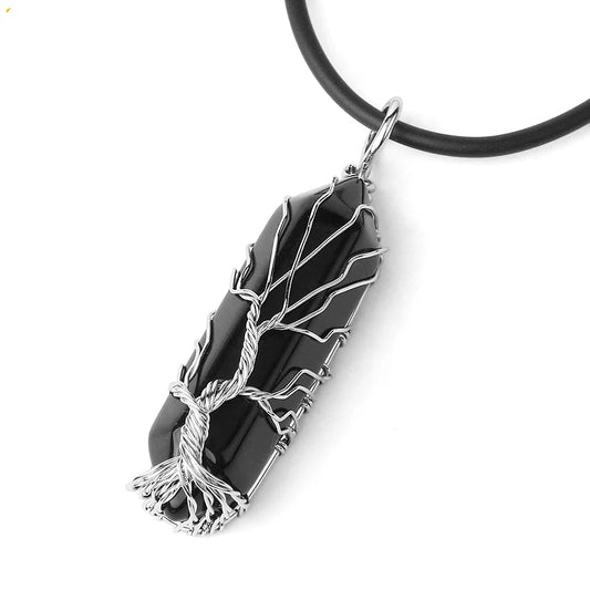 Pendentif Arbre de Vie en Onyx Noir