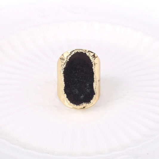 Bague en Agate Noire Brute