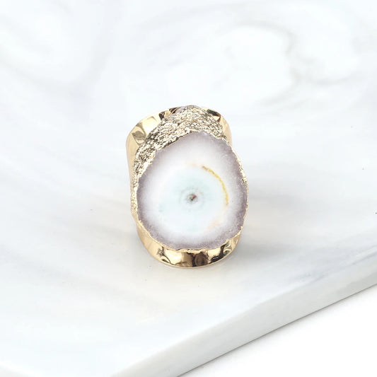 Bague en Agate Blanche Brute
