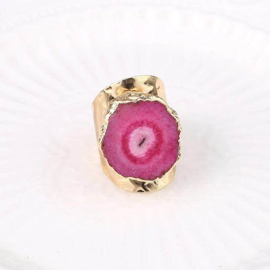 Bague en Agate Rose Brute