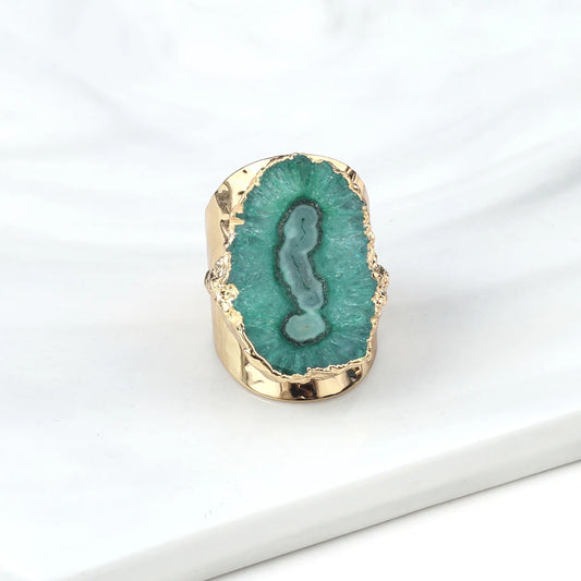 Bague en Agate Verte Brute