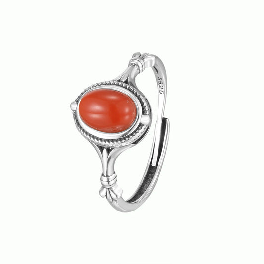 Bague argent en Agate Rouge
