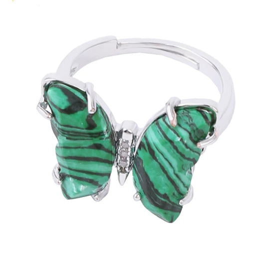 bague argent malachite