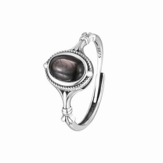 Bague argent en Obsidienne