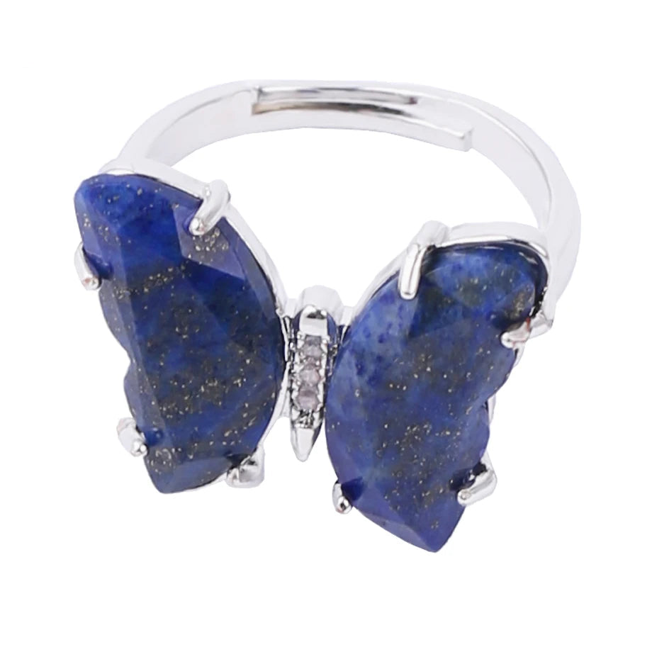 bague argentée en lapis Lazuli