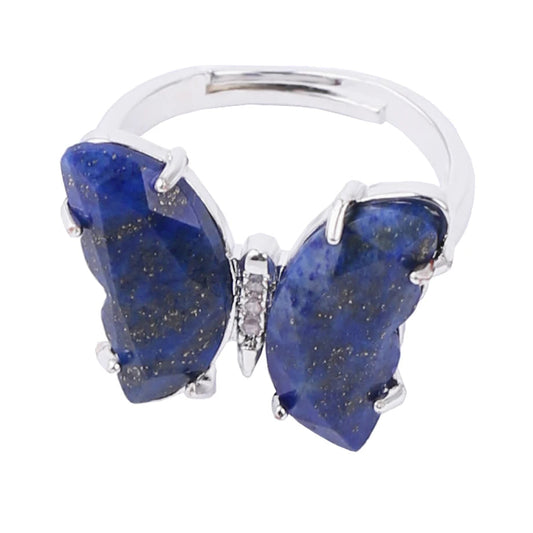 bague argentée en lapis Lazuli
