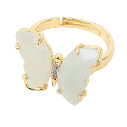 bague dorée papillon amazonite