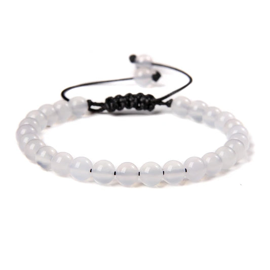 Bracelet tressé en Agate Blanche