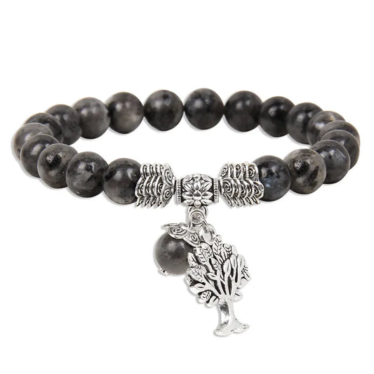 Bracelet Arbre de Vie en Labradorite Noire