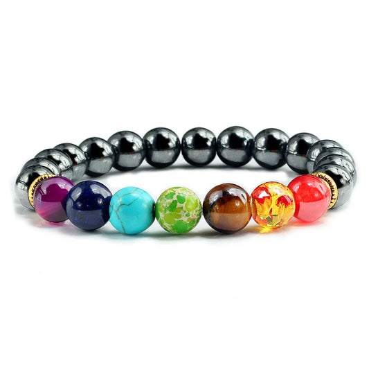 Bracelet 7 Chakras en Hématite