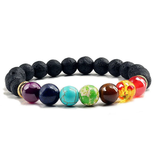 Bracelet 7 Chakras en Pierre de Lave