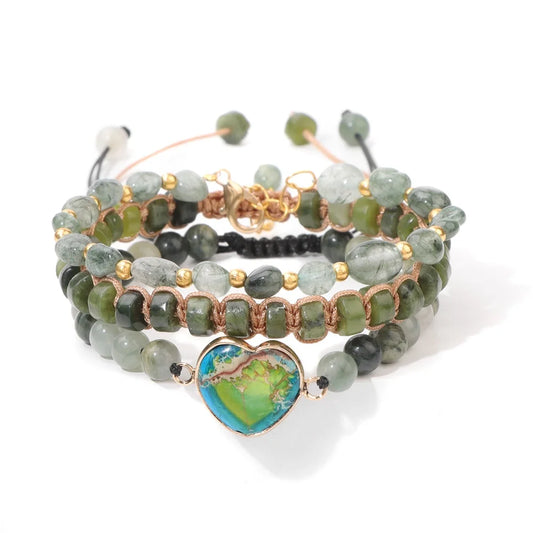 Bracelet coeur 3 pièces en Quartz Rutile