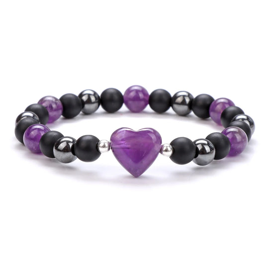 Bracelet Coeur en Améthyste