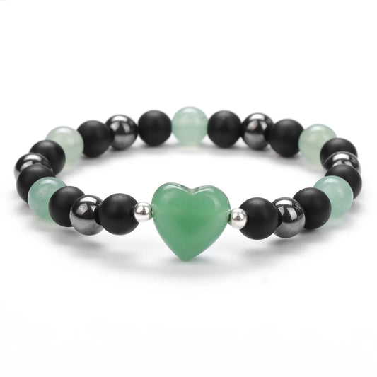 Bracelet Coeur en Aventurine Verte