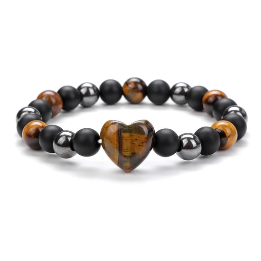 Bracelet Coeur en Oeil de Tigre