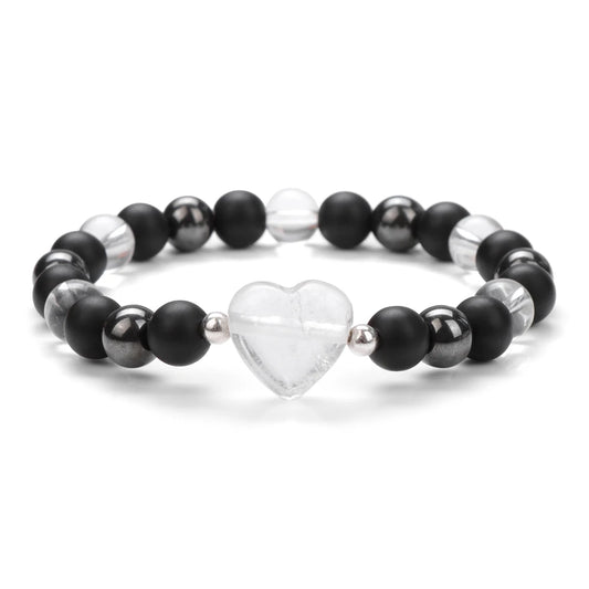 Bracelet Coeur en Quartz Clair