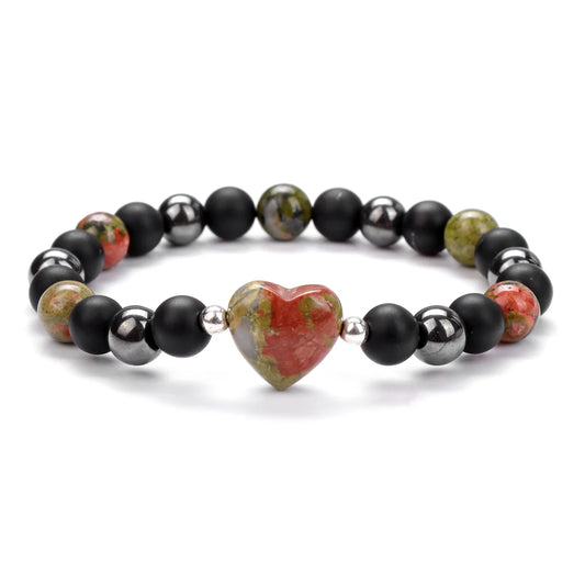 Bracelet Coeur en Unakite