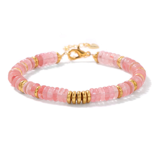 Bracelet à fermoir en pierre de Quartz Pastèque