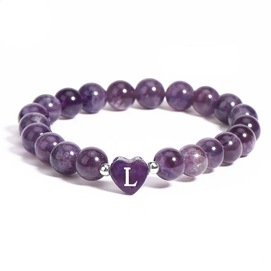 Bracelet Initiale personnalisée en Améthyste