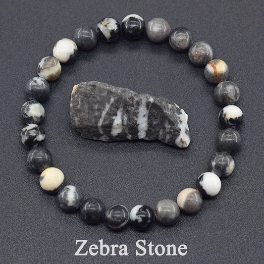 Bracelet en Jaspe Zébré Gris