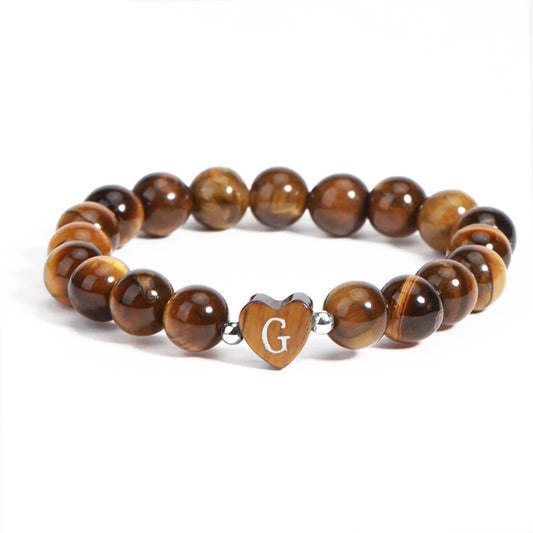 Bracelet Initiale personnalisée en Oeil de Tigre