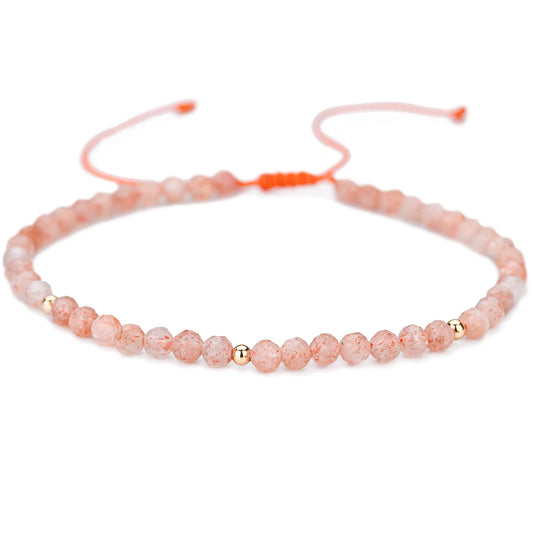 Bracelet tressé en petites pierres naturelles : Pierre de Soleil