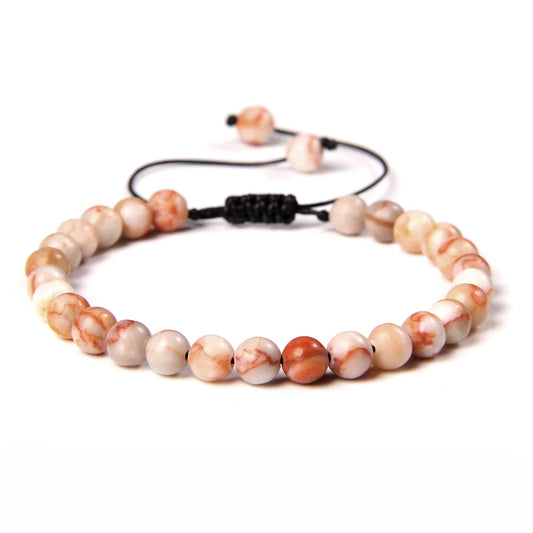Bracelet tressé en jaspe picasso rouge