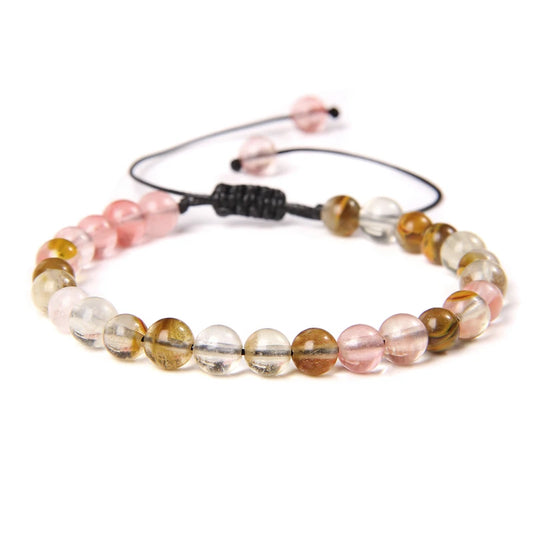 Bracelet tressé en Quartz Pasteque