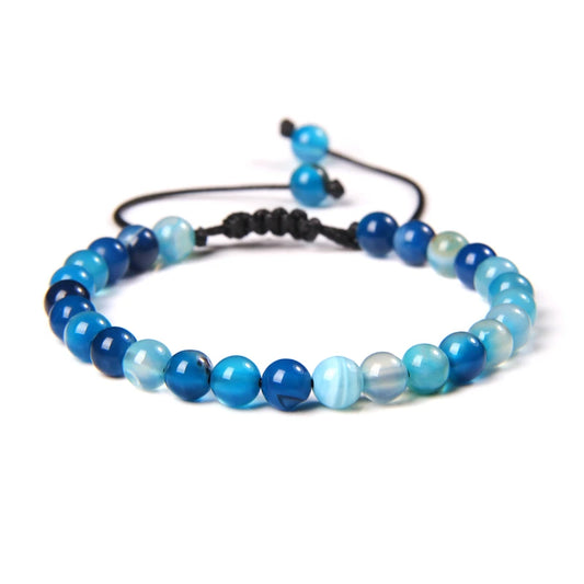 Bracelet tressé en Agate bleu