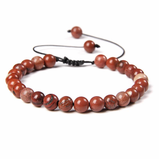 Bracelet tressé en jaspe rouge