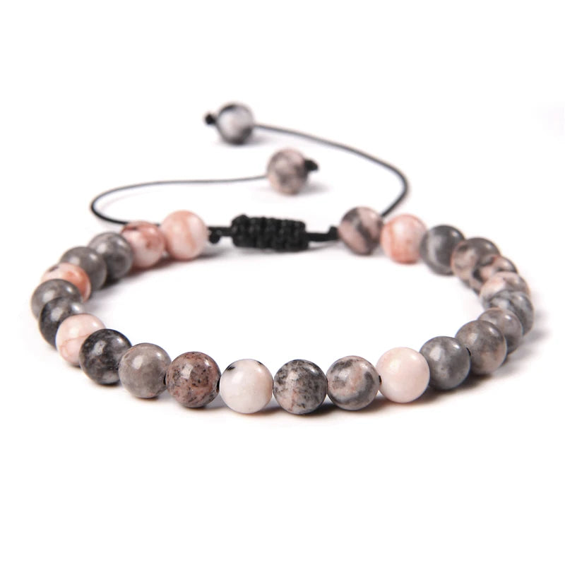 Bracelet tressé en Jaspe Zébré Rose
