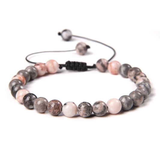 Bracelet tressé en Jaspe Zébré Rose