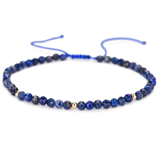 Bracelet tressé en petites pierres naturelles : Lapis Lazuli