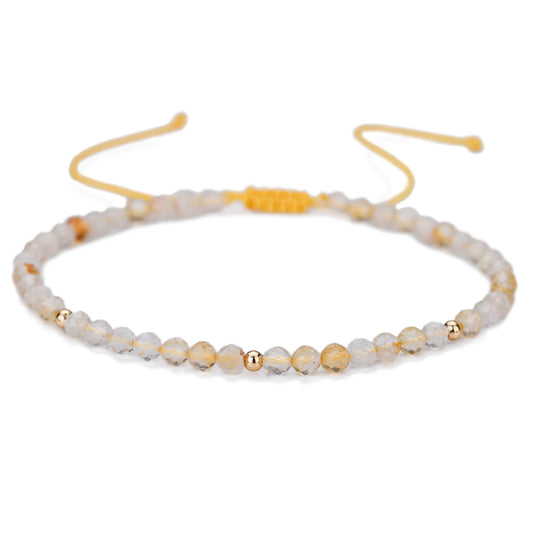 Bracelet tressé en petites pierres naturelles Citrine
